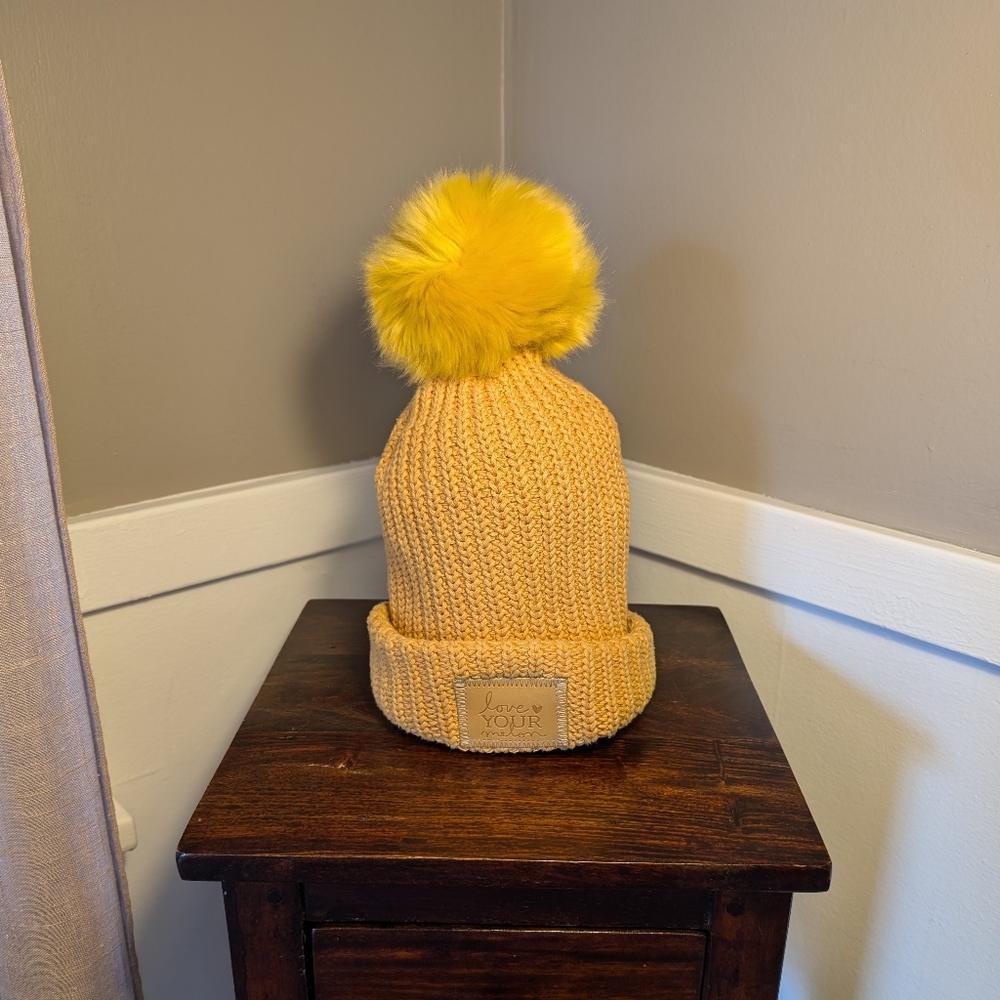 Love Your Melon (LYM) Yellow Mustard Pom Hat